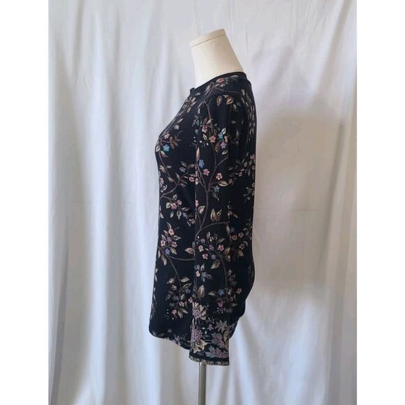 Sold! Sundance Womens Designer Black Floral Thermal Long Sleeve Tee Top Small - Picture 3 of 5